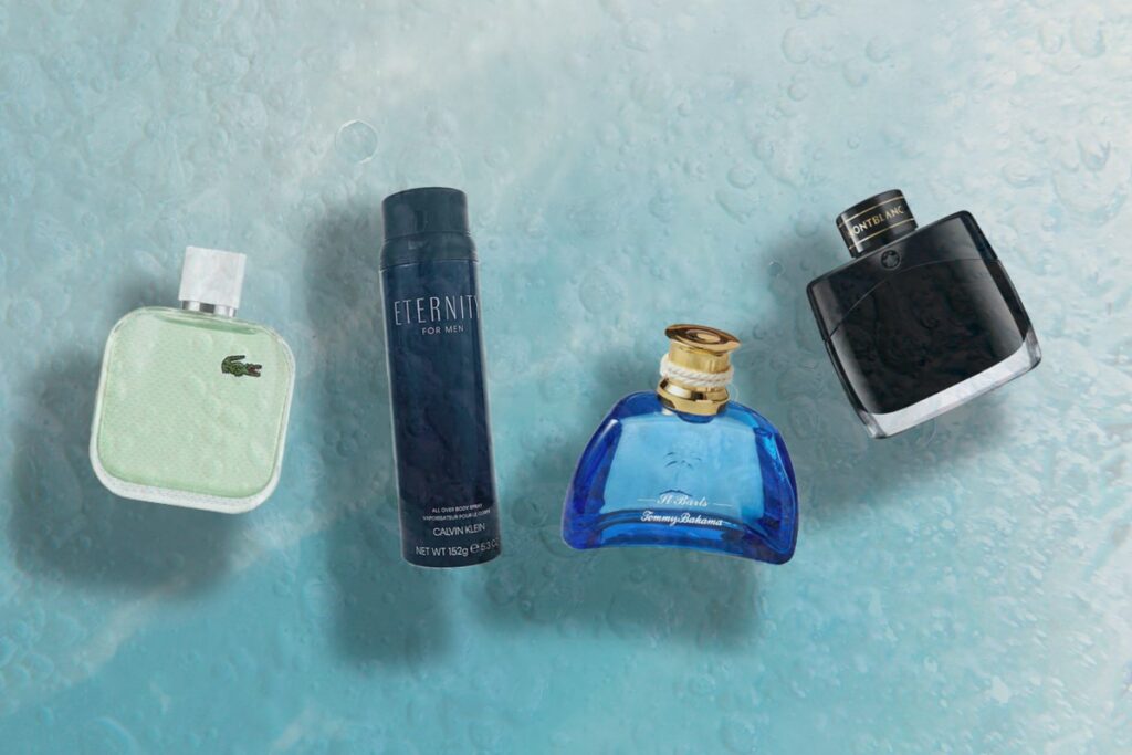 the four best cologne for black men floating on water